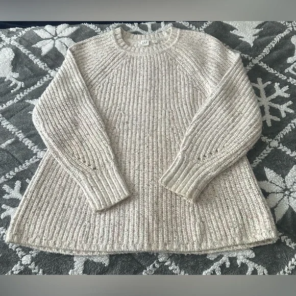 GAP Cream Confetti Speckled Shaker Stitch Ribbed Sweater - Small - Picture 1 of 4